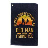 Never Underestimate An Old Man With A Fishing Rod Fisherman Golf Towel