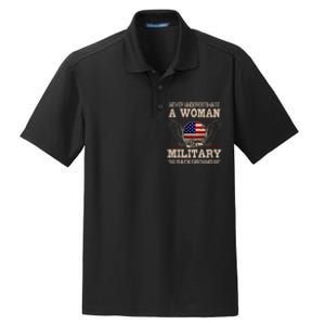 Never Underestimate A Woman With A Military Background Dry Zone Grid Polo