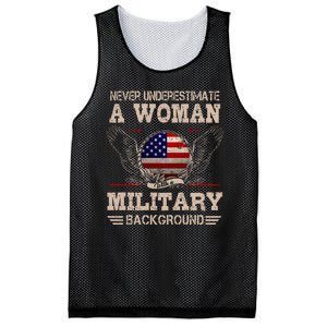 Never Underestimate A Woman With A Military Background Mesh Reversible Basketball Jersey Tank