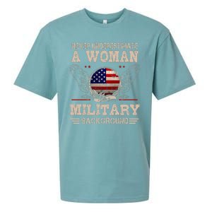 Never Underestimate A Woman With A Military Background Sueded Cloud Jersey T-Shirt