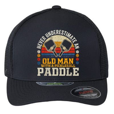 Never Underestimate An Old Man With A Pickleball Flexfit Unipanel Trucker Cap