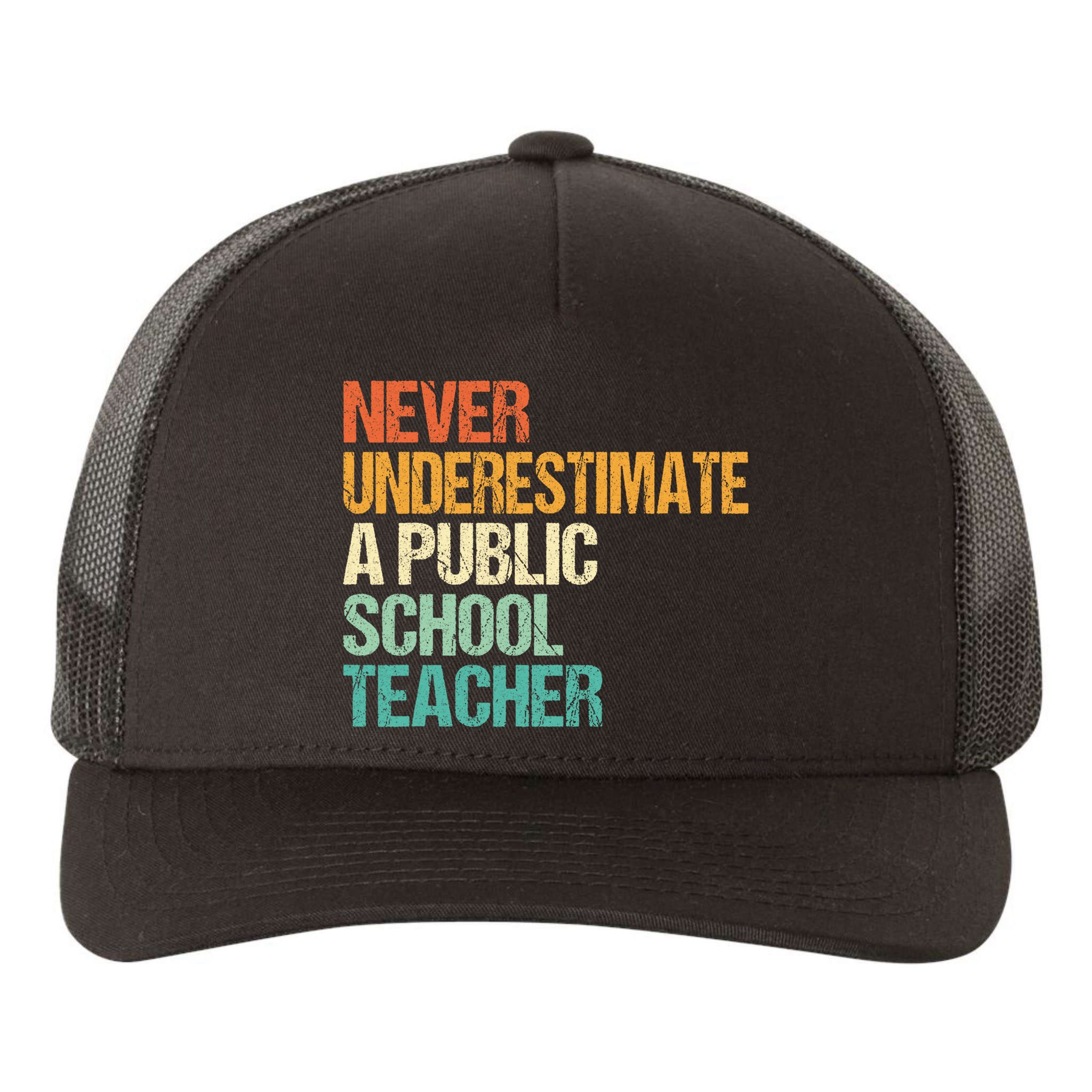 Never Underestimate A Public School Teacher Harris Walz 2024 Yupoong Adult 5-Panel Trucker Hat