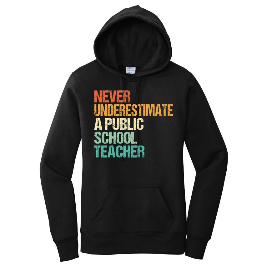 Never Underestimate A Public School Teacher Harris Walz 2024 Women's Pullover Hoodie