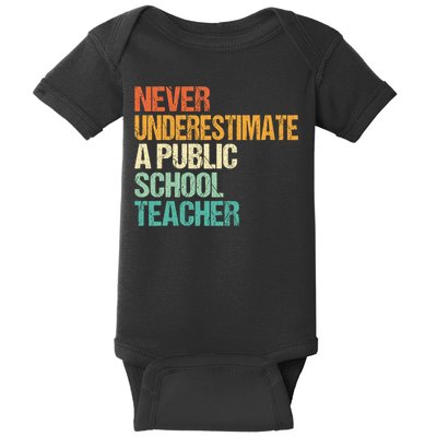 Never Underestimate A Public School Teacher Harris Walz 2024 Baby Bodysuit