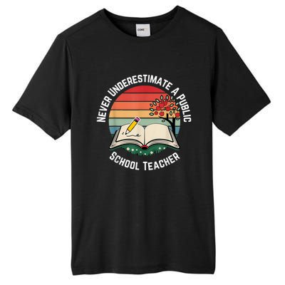 Never Underestimate A Public School Teacher Retro Vintage Tall Fusion ChromaSoft Performance T-Shirt