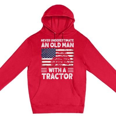 Never Understimate An Old Man With A Tractor Premium Pullover Hoodie