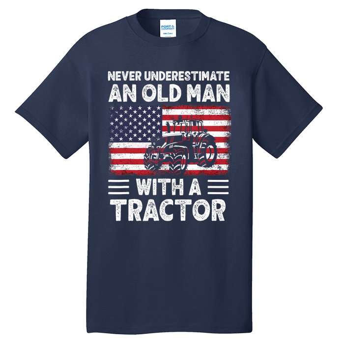 Never Understimate An Old Man With A Tractor Tall T-Shirt