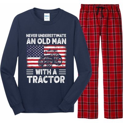 Never Understimate An Old Man With A Tractor Long Sleeve Pajama Set