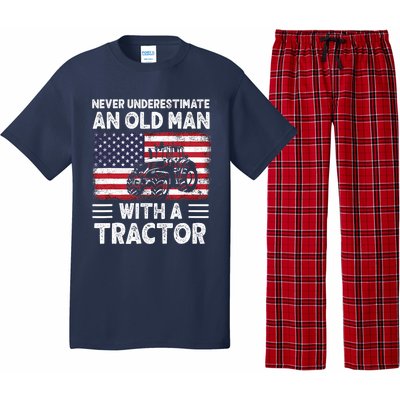 Never Understimate An Old Man With A Tractor Pajama Set