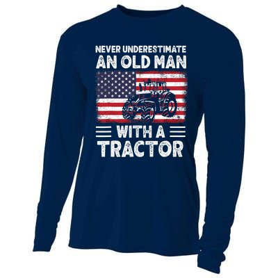 Never Understimate An Old Man With A Tractor Cooling Performance Long Sleeve Crew