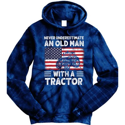 Never Understimate An Old Man With A Tractor Tie Dye Hoodie