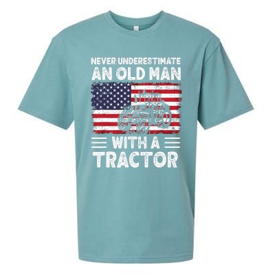 Never Understimate An Old Man With A Tractor Sueded Cloud Jersey T-Shirt