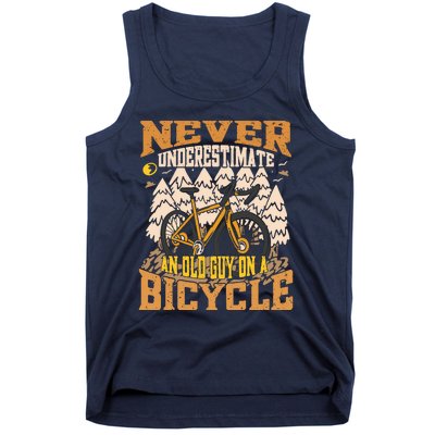 Never Underestimate An Old Guy On A Bicycle Funny Cycling Tank Top