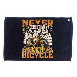 Never Underestimate An Old Guy On A Bicycle Funny Cycling Grommeted Golf Towel