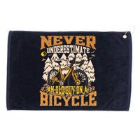 Never Underestimate An Old Guy On A Bicycle Funny Cycling Grommeted Golf Towel