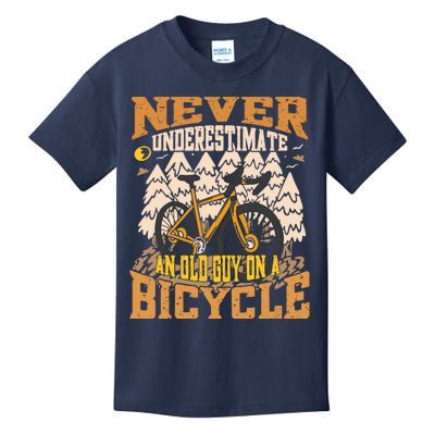 Never Underestimate An Old Guy On A Bicycle Funny Cycling Kids T-Shirt