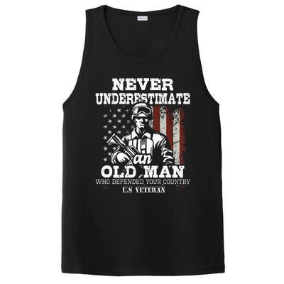 Never Underestimate An Old Man Patriotic Us Veteran Flag PosiCharge Competitor Tank