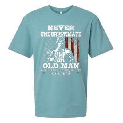 Never Underestimate An Old Man Patriotic Us Veteran Flag Sueded Cloud Jersey T-Shirt