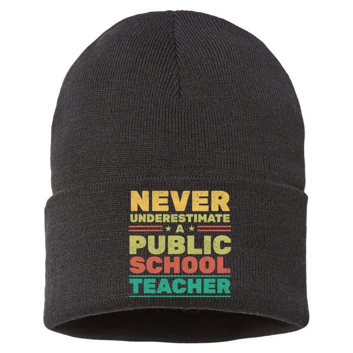 Never Underestimate A Public School Teacher Sustainable Knit Beanie