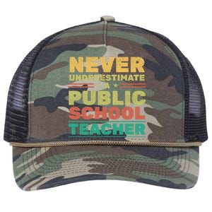 Never Underestimate A Public School Teacher Retro Rope Trucker Hat Cap