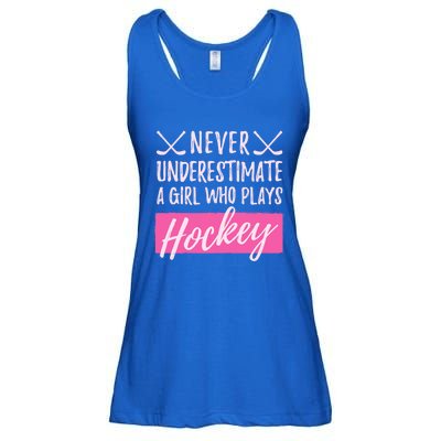 Never Underestimate A Who Plays IceHockey Hockey Gift Ladies Essential Flowy Tank