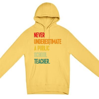 Never Underestimate A Public School Teacher Coach Quote Gift Premium Pullover Hoodie