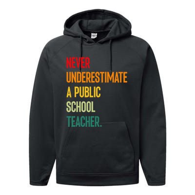 Never Underestimate A Public School Teacher Coach Quote Gift Performance Fleece Hoodie