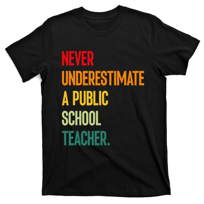 Never Underestimate A Public School Teacher Coach Quote Gift T-Shirt