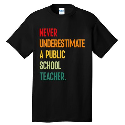 Never Underestimate A Public School Teacher Coach Quote Gift Tall T-Shirt