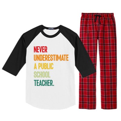 Never Underestimate A Public School Teacher Coach Quote Gift Raglan Sleeve Pajama Set