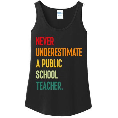 Never Underestimate A Public School Teacher Coach Quote Gift Ladies Essential Tank