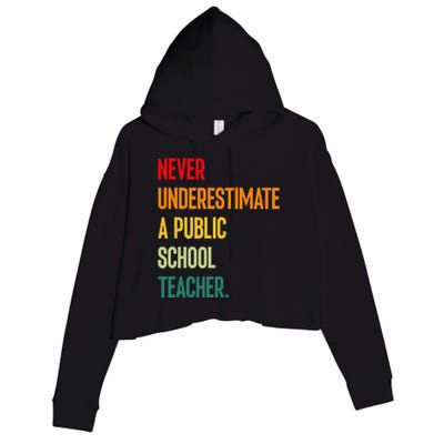 Never Underestimate A Public School Teacher Coach Quote Gift Crop Fleece Hoodie