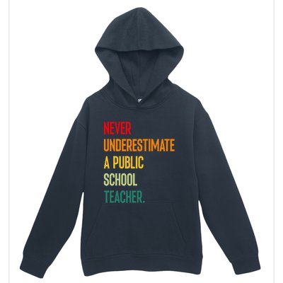 Never Underestimate A Public School Teacher Coach Quote Gift Urban Pullover Hoodie