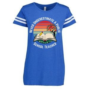 Never Underestimate A Public School Teacher Enza Ladies Jersey Football T-Shirt