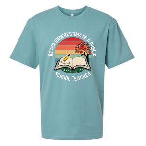 Never Underestimate A Public School Teacher Sueded Cloud Jersey T-Shirt