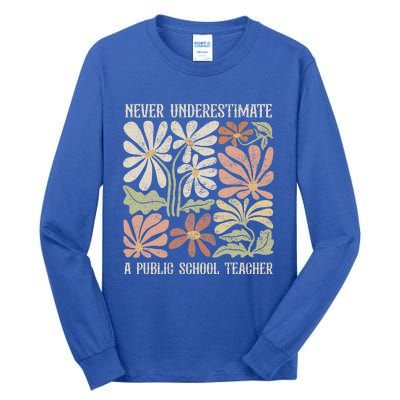 Never Underestimate A Public School Teacher Tim Walz Kamala Tall Long Sleeve T-Shirt