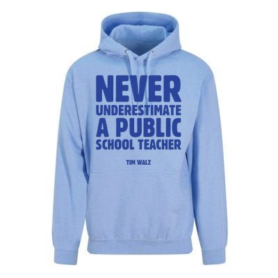 Never Underestimate A Public School Teacher Tim Walz Unisex Surf Hoodie