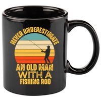 Never Underestimate An Old Man With A Fishing Rod Funny Gift 11oz C Handle Ceramic Mug