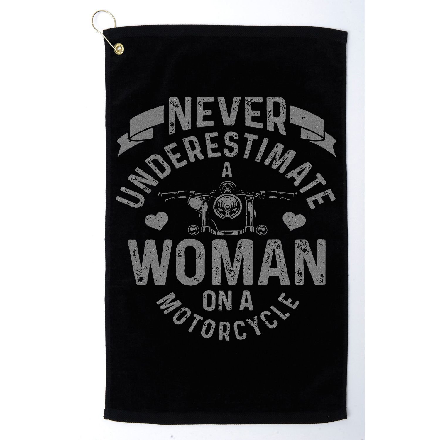 Never Underestimate A Woman Motorcycle Funny Biker Girl Golf Towel