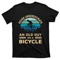 Never Underestimate An Old Guy On A Bicycle Funny Cycling T-Shirt