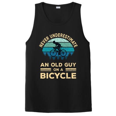 Never Underestimate An Old Guy On A Bicycle Funny Cycling PosiCharge Competitor Tank