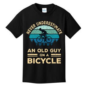 Never Underestimate An Old Guy On A Bicycle Funny Cycling Kids T-Shirt