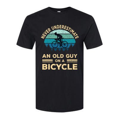 Never Underestimate An Old Guy On A Bicycle Funny Cycling Softstyle CVC T-Shirt