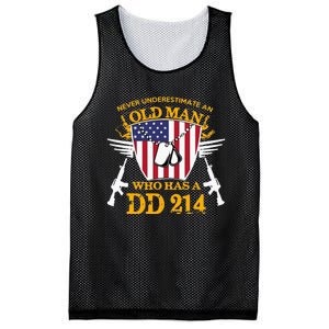 Never Underestimate An Old Man Who Has A Dd 214 Alumni Gift Mesh Reversible Basketball Jersey Tank