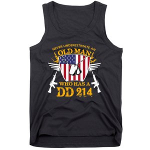 Never Underestimate An Old Man Who Has A Dd 214 Alumni Gift Tank Top