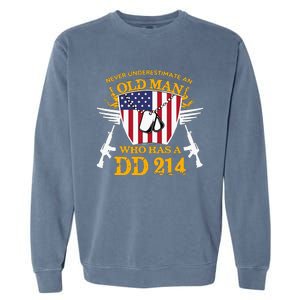 Never Underestimate An Old Man Who Has A Dd 214 Alumni Gift Garment-Dyed Sweatshirt