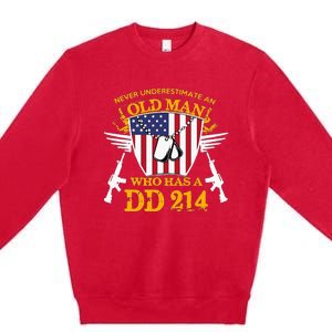 Never Underestimate An Old Man Who Has A Dd 214 Alumni Gift Premium Crewneck Sweatshirt