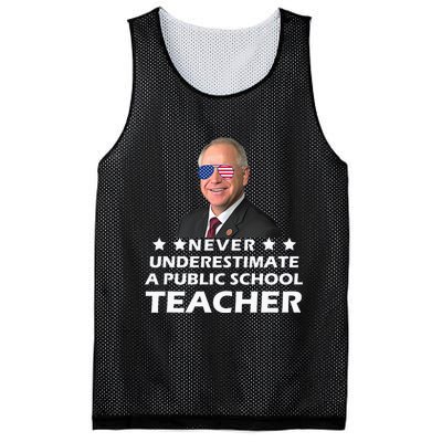 Never Underestimate A Public School Teacher Tim Walz 2024 Mesh Reversible Basketball Jersey Tank