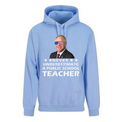 Never Underestimate A Public School Teacher Tim Walz 2024 Unisex Surf Hoodie