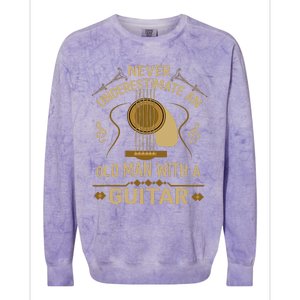 Never Underestimate An Old Man With A Guitar Acoustic Player Colorblast Crewneck Sweatshirt